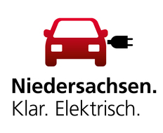 Logo Elektromobilität: Niedersachsen. Klar. Elektrisch