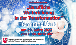 Onlinekonferenz "Berufliche Weiterbildung in der Transformation" am 29. März 2022 von 13:00 - 16:30 Uhr. Hier anmelden!
